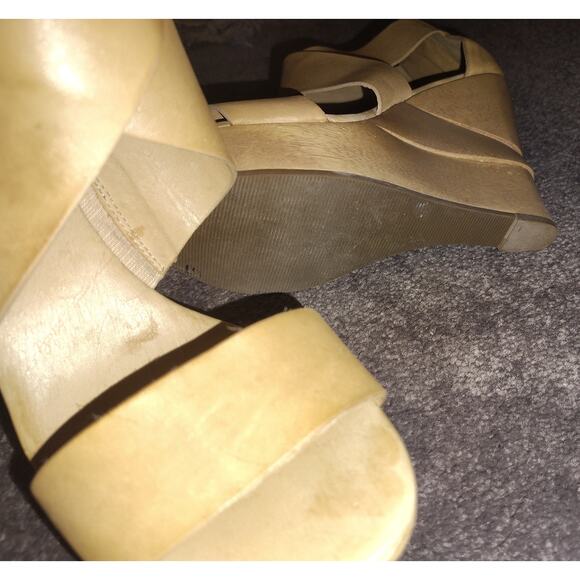 NEW DVF Opal 5" Leather & Wood Wedge Sandal Sz 8 - Picture 2 of 6